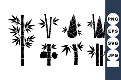 Bamboo silhouettes with stalks and shoots in black vecto Product Image 1