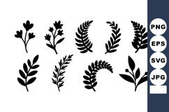 black silhouette leaves and branches vector de Product Image 1