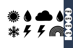 Weather icons including sun rain cloud snowflake lightni Product Image 1