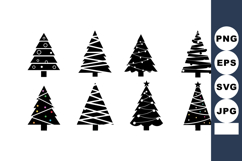 Christmas tree silhouettes collection with festive ornaments Product Image 1