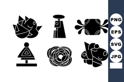 Abstract black geometric shapes and symbols vector set with Product Image 1