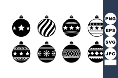 Christmas ornament vector set with star snowflake and stripe Product Image 1