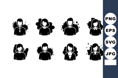 User profile avatar icons set with abstract ink splash backg Product Image 1