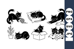 Black cats playing resting and sleeping in various poses wit Product Image 1
