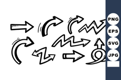 Hand Drawn Arrow Vector Collection with Various Directions a Product Image 1