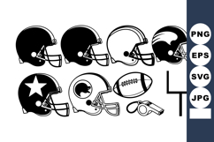 American football helmets with ball whistle and goalpost vec Product Image 1