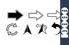 Arrow icons set in black and white solid outline and dotted Product Image 1