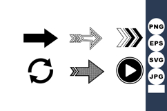Set of black arrow icons with various styles and directions Product Image 1