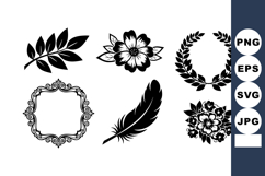 Decorative floral and leaf vector design elements including Product Image 1