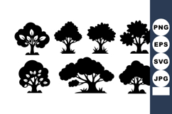 Tree silhouettes collection with varied shapes and dense fol Product Image 1
