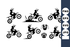 Motorbike stunt rider performing jumps and wheelies on motoc Product Image 1