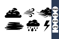 Weather icons set with clouds wind rain lightning natural el Product Image 1