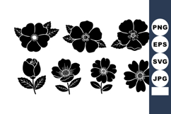 Black silhouette floral vector set with various flower shape Product Image 1