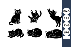Black cat silhouettes in various playful and sleeping poses Product Image 1