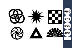 Abstract black geometric shapes collection with circles, sta Product Image 1