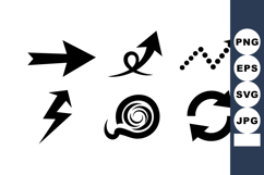 Black simple arrows icon set showing direction and movement Product Image 1