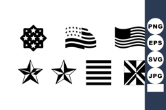 American flag and star vector icons collection with stripes Product Image 1