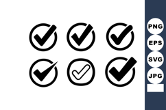 Checkmark icons set with circular shapes for approval confir Product Image 1