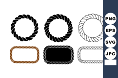 Rope frames and borders vector collection with circular and Product Image 1
