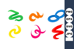 Colorful abstract swirl shapes in green orange blue yellow p Product Image 1