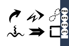 Abstract black arrow icons set with diverse shapes and direc Product Image 1