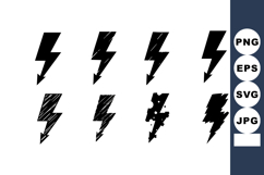 Lightning bolt icons set in black silhouette style with diff Product Image 1