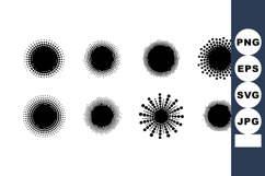 Set of eight black halftone circular and dotted patterns for Product Image 1