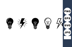 Light bulb and lightning bolt icons set with electric energy Product Image 1