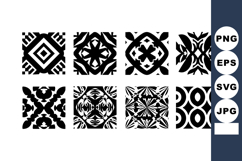 Black and white geometric pattern tiles seamless design vect Product Image 1