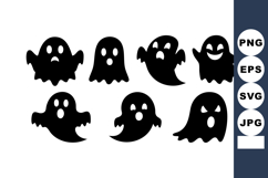 Cartoon spooky ghost characters with different expressions a Product Image 1