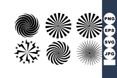 Abstract black and white circular spiral radial starburst de Product Image 1