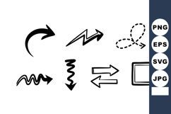 Abstract black arrows vector set with various curved, zigzag Product Image 1