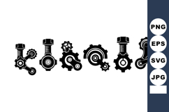 Mechanical gear and bolt icons set vector design for industr Product Image 1