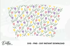Tulips Flowers No Gap Starbucks Wrap SVG 24oz Cold Cup Product Image 2