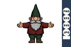 Garden gnome with green hat and red shirt welcoming with ope Product Image 1
