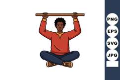 Man practicing martial arts holding wooden stick in red shir Product Image 1