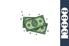 Dollar money bills stack illustration with cartoon style for Product Image 1