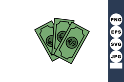 Money bills with euro and dollar currency symbols in green v Product Image 1