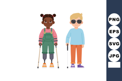 Children with disabilities standing with prosthetic legs and Product Image 1