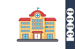 Hospital building with red roof and medical cross symbol vec Product Image 1