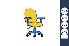 Yellow ergonomic office chair with blue armrests and wheels Product Image 1
