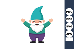 Cute happy garden gnome with blue hat and white beard smilin Product Image 1