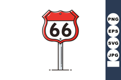 Route 66 road sign vector illustration with red and white co Product Image 1