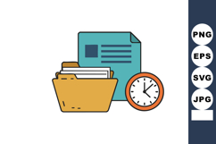 Folder with documents and clock icon representing time manag Product Image 1