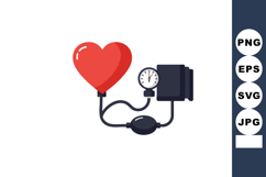 Heart shaped blood pressure monitor with cuff and gauge for Product Image 1