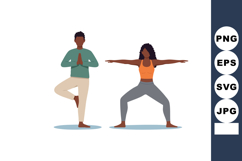 African American couple practicing yoga together in fitness Product Image 1