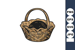 Woven Basket with Handle Rustic Style Handcrafted Design for Product Image 1