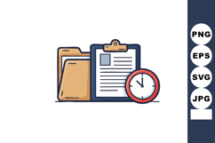 Clipboard with document and clock icon next to folder for ti Product Image 1