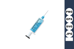 Medical syringe with blue liquid vaccine injection equipment Product Image 1