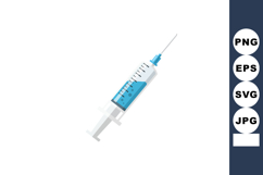 Medical syringe with blue liquid injection needle vector ill Product Image 1
